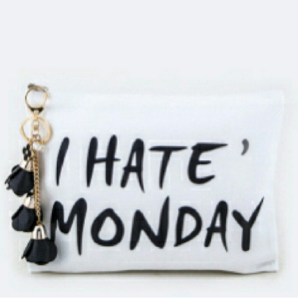 I hate Monday tassled pouch